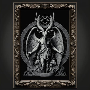 Baphomet Art Print Devil Art Satan Print Lucifer Poster Renaissance Lovecraft. Demon Poster Gothic Artwork Occult Painting Antichrist Print.