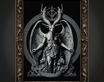 Baphomet-kunstafdruk | Gotische satanische Lucifer-poster