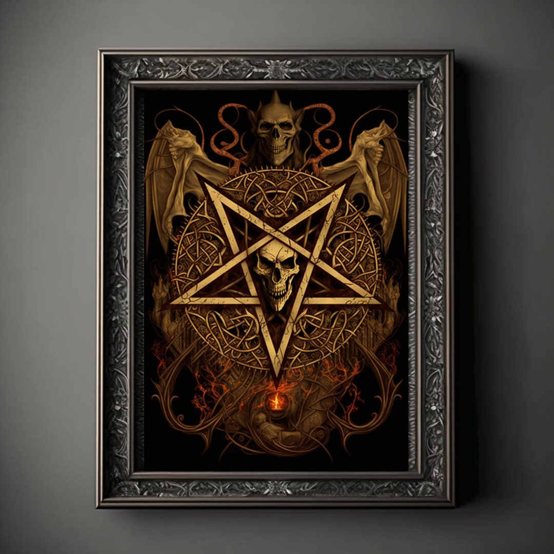 Pentagram Art Print, Demonic Pentagram Art Print Poster Renaissance