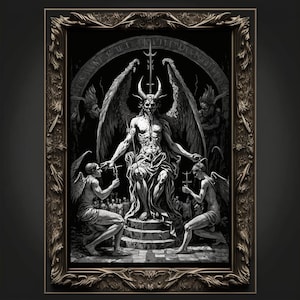 Baphomet Kunstdruck Teufel Kunst Satan Print Luzifer Poster Renaissance Lovecraft. Dämon Poster Gothic Kunstwerk Okkult Painting Antichrist Druck.
