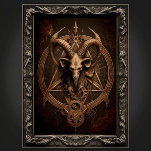 Baphomet Kunstdruck Teufel Kunst Satan Print Luzifer Poster Renaissance Lovecraft. Dämon Poster Gothic Kunstwerk Okkult Painting Antichrist Druck.