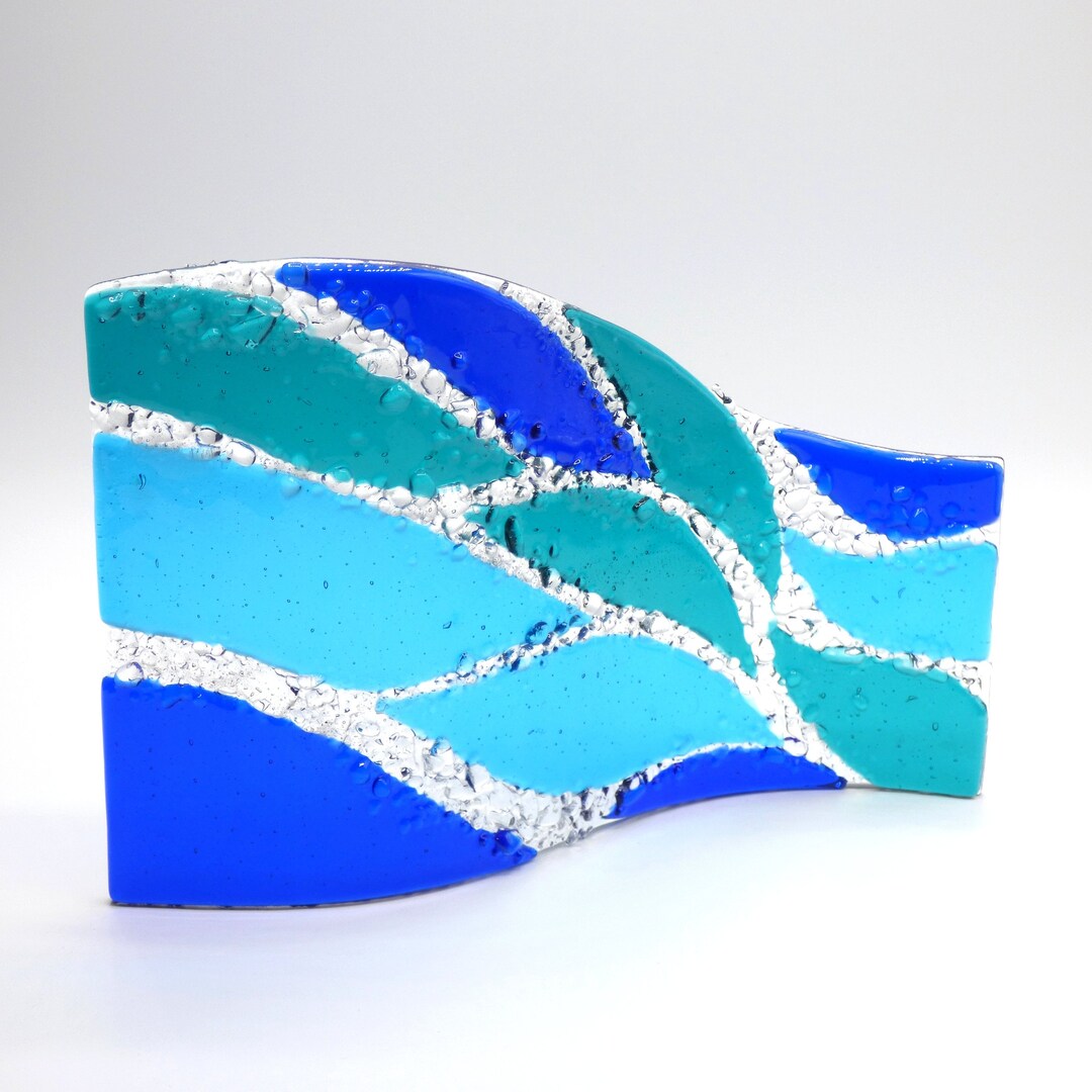 Fused Glass Ocean Scene Freestanding Art Made by Vitreus Art Etsy
