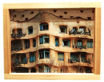 3d photo Gaudí Barcelona,craft 3d,Gaudí 3d,3d Gaudí Barcelona,photography of Gaudí in 3d,Gaudí Barcelona in 3d,3d gift,3d box Gaudí
