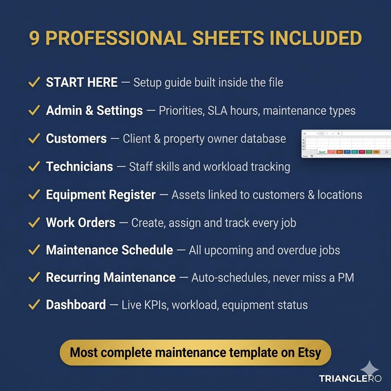 Maintenance Work Order Excel | Preventive Maintenance Tracker ...