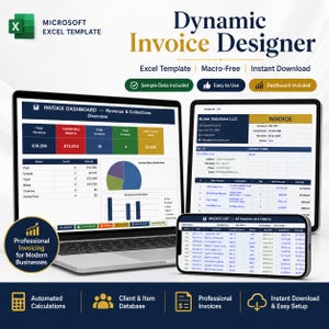 Excel Invoice Template | Small Business Invoicing System | Customer Database | Auto Tax | Dashboard | Google Sheets
