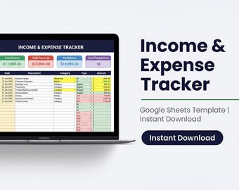 Income Expense Tracker Google Sheets | Monthly Finance Tracker ...