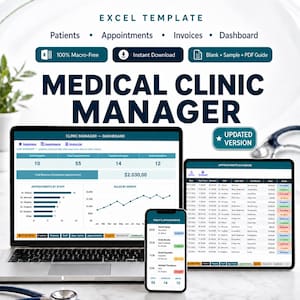 Medical Clinic Management Excel | Patient Scheduler & Appointment Tracker | Doctor Office Spreadsheet