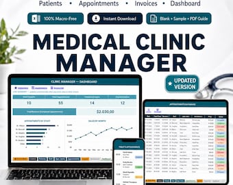 Medical Clinic Management Excel | Patient Scheduler & Appointment Tracker | Doctor Office Spreadsheet