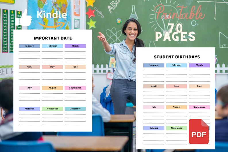2024 Teacher Planner Printable PDF KDP Interior Teacher Binder Pastel