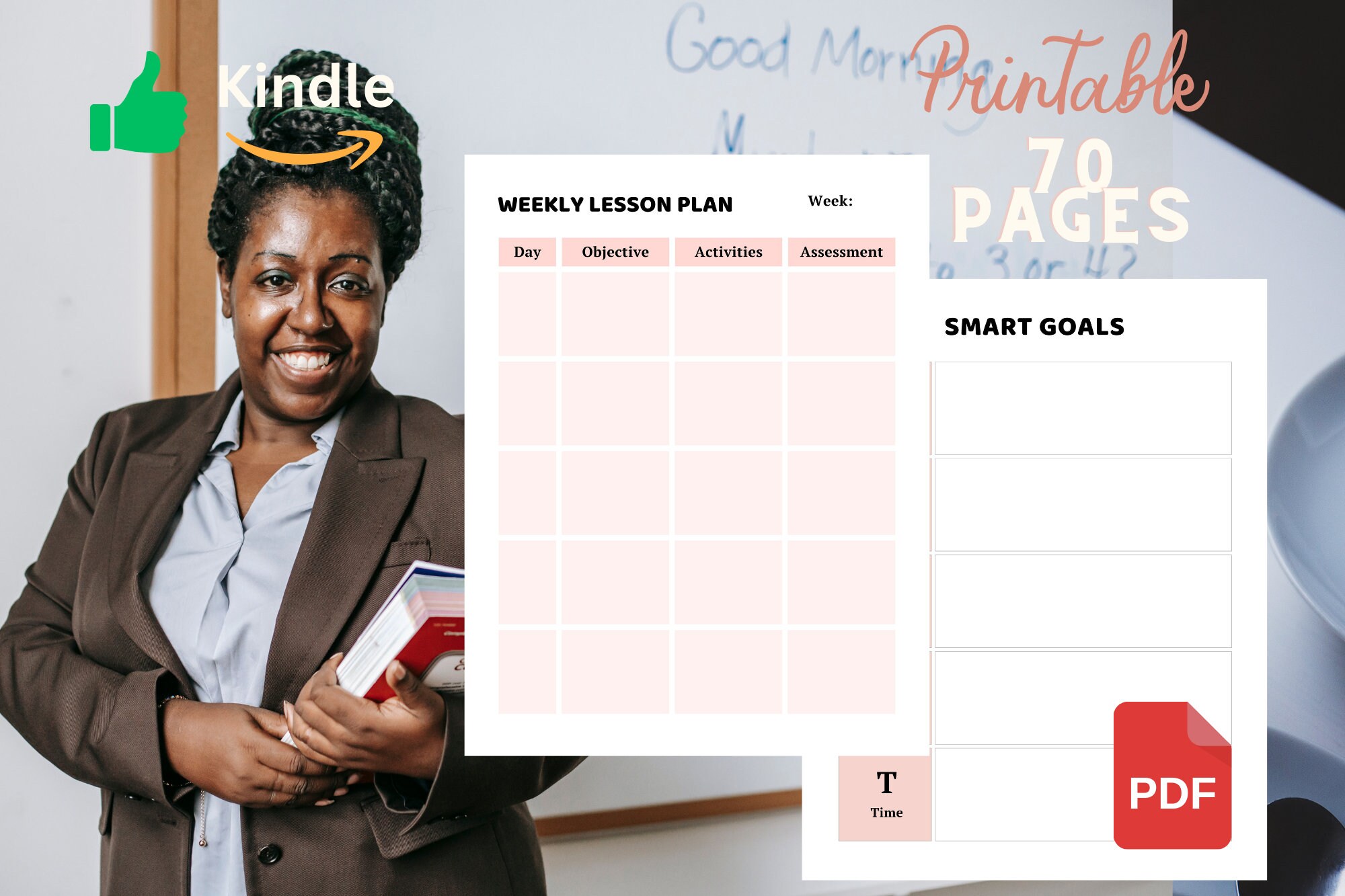 2024 Teacher Planner Printable PDF KDP Interior Teacher Binder Pastel