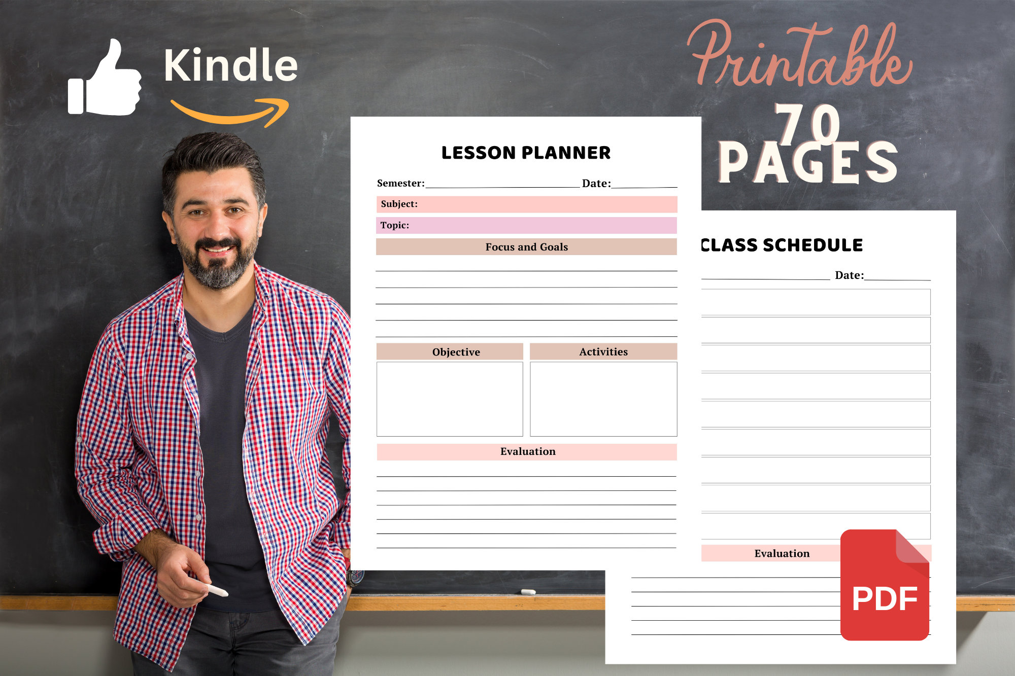 2024 Teacher Planner Printable PDF KDP Interior Teacher Binder Pastel