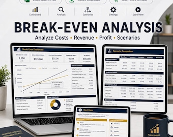 Break-Even Analysis Excel Spreadsheet | Profit & Pricing Calculator | Break-Even Point | Scenarios | Small Business | Google Sheets