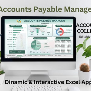 Accounts Payable Manager | Excel Application Bills Due Expenses Invoice Cash Payment Client Tracker Invoice Manager Business Spreadsheet