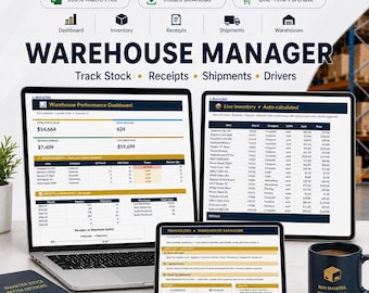 Warehouse Manager Excel | Inventory & Stock Control Spreadsheet | Multi-Location | Reorder Alerts | Supplier Tracking | Google Sheets