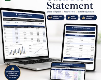 Cash Flow Statement Excel Template | Small Business Finance Tracker (Digital Download)