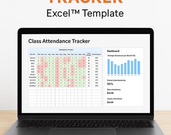 Excel-sjabloon aanwezigheidsregistratie student | Jaarlijks maandblad (digitale download)