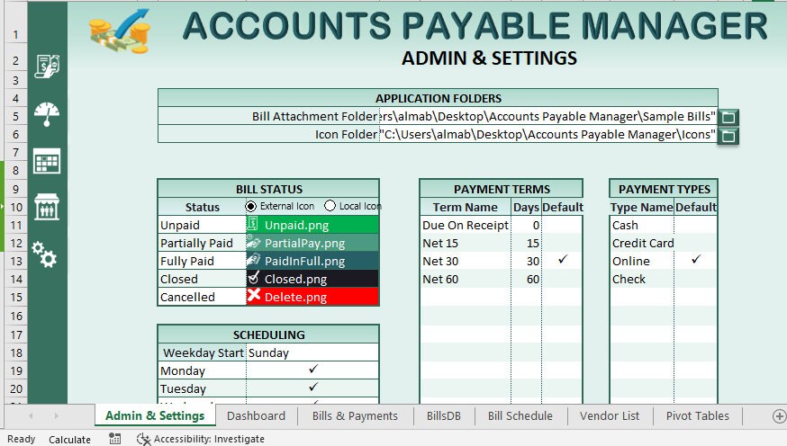 Sample Payable Tracker Accounts Payable Manager: Excel Application With Invoice Tracker - Etsy