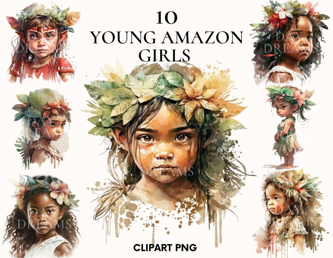 Young Amazon Girl Clipart Jungle Girl Clipart Bundle Etsy