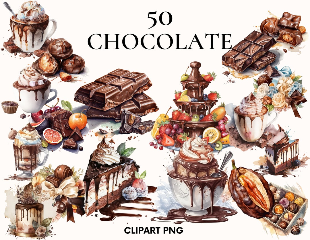 Sweet Clipart Bundle, Chocolate Clipart, Chocolate Cake Clipart
