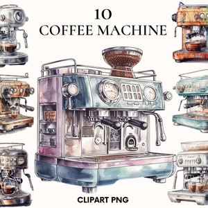 Aquarell Kaffee Maschine Clipart, Essen Illustration Clipart Bundle, Kaffee Clipart, Kaffeetasse Clipart, Kaffee png, Scrapbook, Kartenherstellung