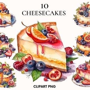 Chessecake clipart, Food clipart bundle, Cake clipart, Watercolor cake, Bakery clipart, Baking clipart, Junk journal, Paper craft,