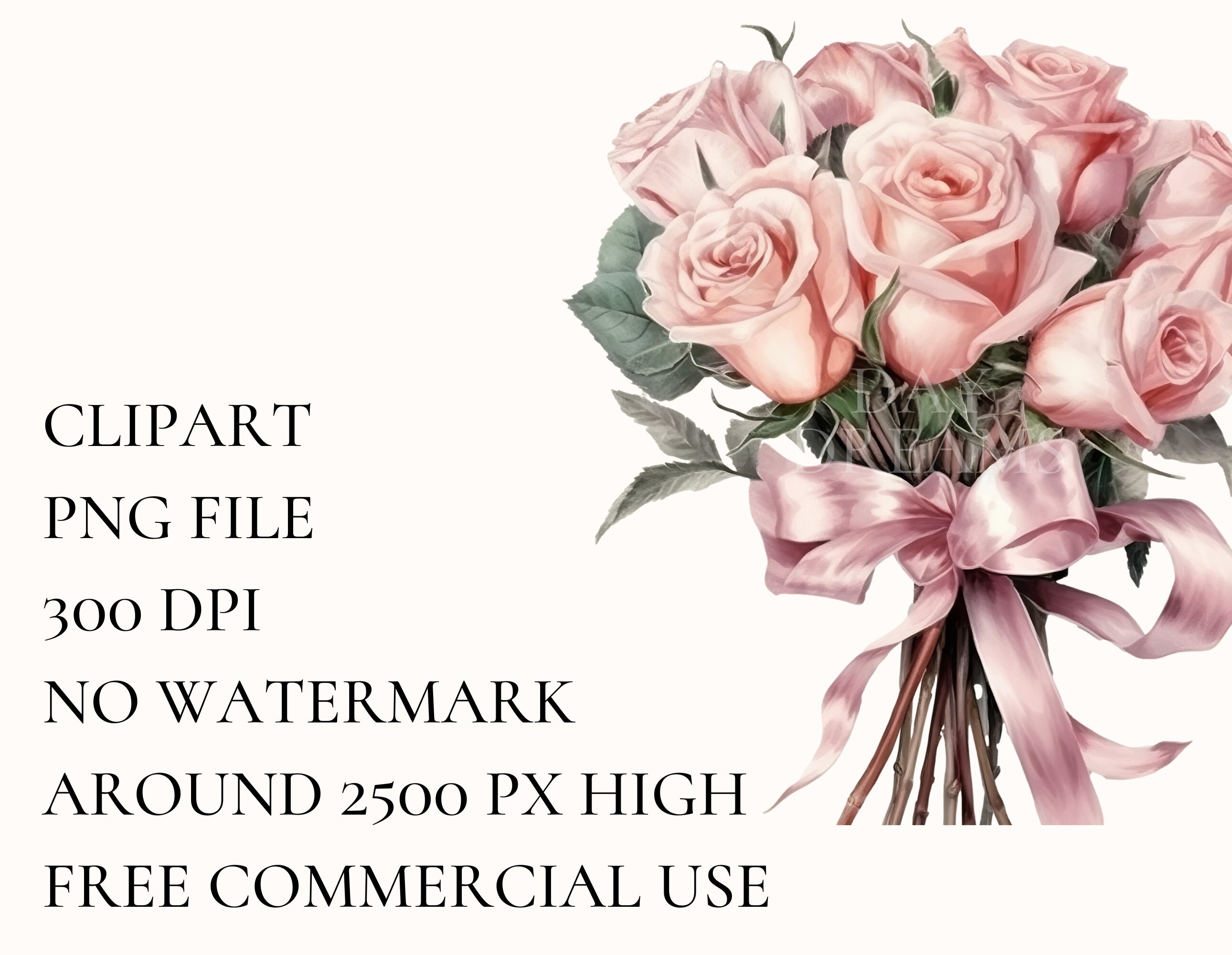 Watercolor Pink Roses Clipart, Wedding Flowers Clipart Bundle, Flower ...