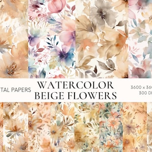 Aquarell Blumen digitales Papier, Pastell Blumen Textur, Rose, Pfingstrose, kommerzielle Nutzung, Wilde Blume digitaler Hintergrund, Scrapbook Papier