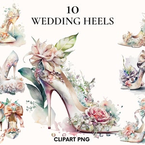 Clipart de talons de mariage, talons avec clipart de fleurs, bundle clipart de conte de fées, décoration de la maison, clipart de mariage, Scrapbook, Rose, pivoine