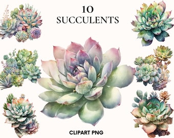 Watercolor succulent clipart, Greenery bouquet clipart bundle, Wedding clipart, Greenery png, Flower and plant, Card making, Scrapbooking