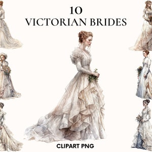 Aquarell Braut Clipart, Hochzeit Clipart Bündel, Braut png, viktorianische Clipart, Vintage Clipart, Png für Hochzeitseinladung, Papier Handwerk
