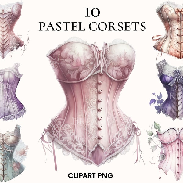 Watercolor corset clipart, Vintage corset clipart bundle, Gothic clipart, Bachelorette party clipart, Flowers clipart, Fashion illustration,