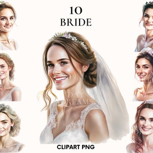 Aquarell Braut Clipart, Hochzeit Clipart Bündel, Braut png, Hochzeit Clipart, Mode-Illustration, Png für Hochzeitseinladung, Papier Handwerk