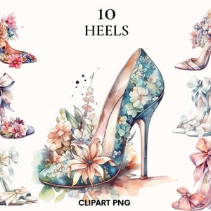 Clipart de talons de mariage, talons avec clipart de fleurs, bundle clipart de conte de fées, décoration de la maison, clipart de mariage, Scrapbook, Rose, pivoine