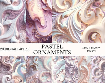 Ornaments digital paper, Pastel pink texture instant download for commercial use, Pastel digital background, Scrapbook paper