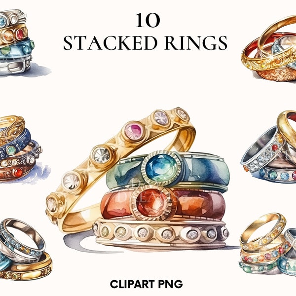 Watercolor ring clipart, Magic rings, Fairy tale rings clipart bundle, Vintage ring clipart, Ring png, Card making, Scrapbook,