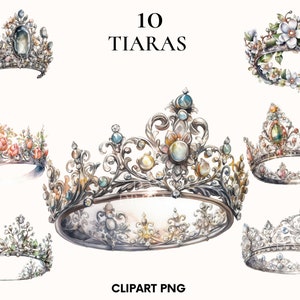 Clipart diadème aquarelle, mariage diadème clipart, diadème png, bundle clipart fleur, clipart diadème vintage, fabrication de cartes, Scrapbook,