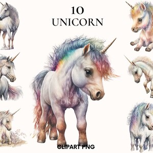Rainbow unicorn clipart, Fairy tale unicorn clipart bundle, Fantasy animal clipart, Cute watercolor unicorn, Scrapbooking, Card making