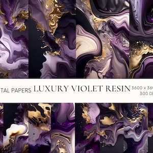 Violet and gold marble digital paper, Resin texture instant download, Commercial use, Alcohol ink digital background, Scrapbook paper