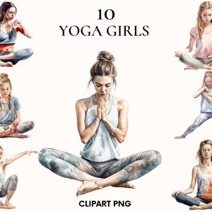 Aquarel vrouw clipart, Yoga meisjes clipart bundel, mooi meisje model, Yogaclipart, Boho meisje, mode illustratie, papier ambachtelijke