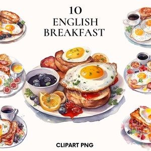 English breakfast clipart, Bakery clipart bundle, Delicious clipart, Fruits png, Coffee clipart, Paper craft, Scrapbooking, Junk journal