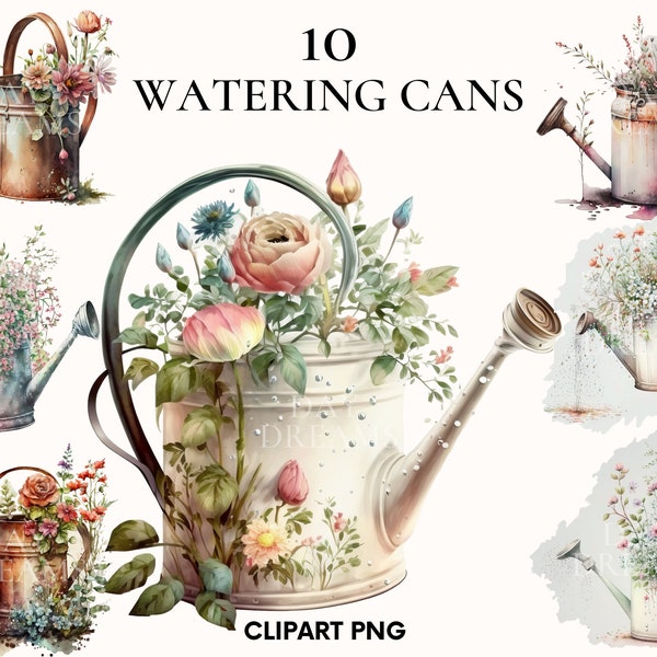 Watering can clipart, Watercolor watering can with flowers clipart, Fairy tale clipart bundle, Home decoration, Scrapbooking, Rose, Peony