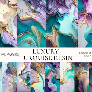 Papel digital de mármol turquesa y violeta, Descarga instantánea de textura de resina, Uso comercial, Fondo digital de tinta de alcohol, Papel de Scrapbook