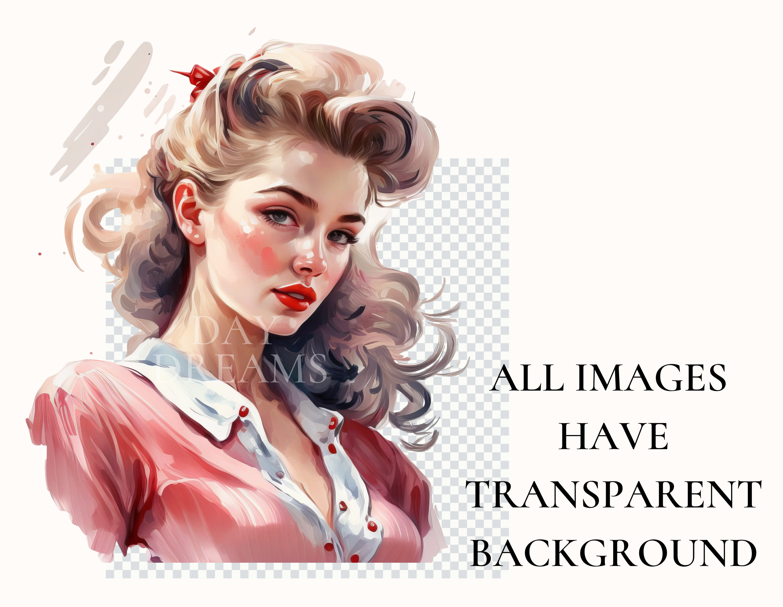 Pin up Girl Clipart Flower Faces Clipart Bundle Beautiful Etsy Canada