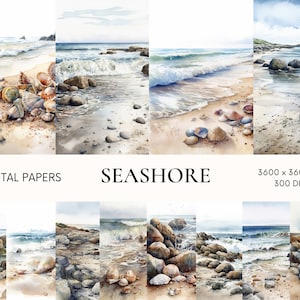 Seashore digital paper, Beach instant download, Commercial use, Seashore digital background, Beach paper, Seashore paper, Scrapbook paper