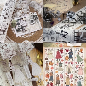 Taśmy washi i PET dla dziewcząt w stylu vintage - przykładowe pętelki