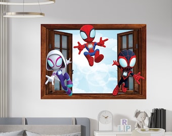 Spidey Supereroe 3D Finestra Kids Room Decor Adesivi murali rimovibili Decal Home Décor Art Mural Wall Art