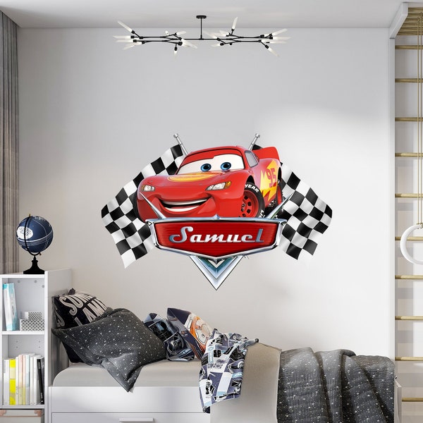 Cars Movie Personalized Wall Sticker Kids Popular Characters Room Removable  Custom Name Decal Home Decor Art Mural