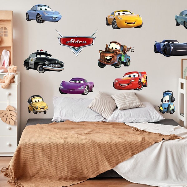 Personalized Custom Name Cars Movie Children's Removable Wall Stickers Decal Home Decor Art Vinyl Decal Mural Kids Room