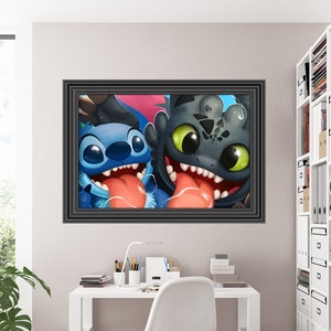 Wandaufkleber Stitch Frame-Style Abnehmbares Abziehbild Vinyl Wandbild Raumdekor Wandkunst