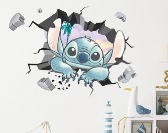 Stitch personajes populares decoraciones de habitación pegatinas de vinilo de pared removibles calcomanía decoración del hogar arte Mural niños habitación de niños pequeños